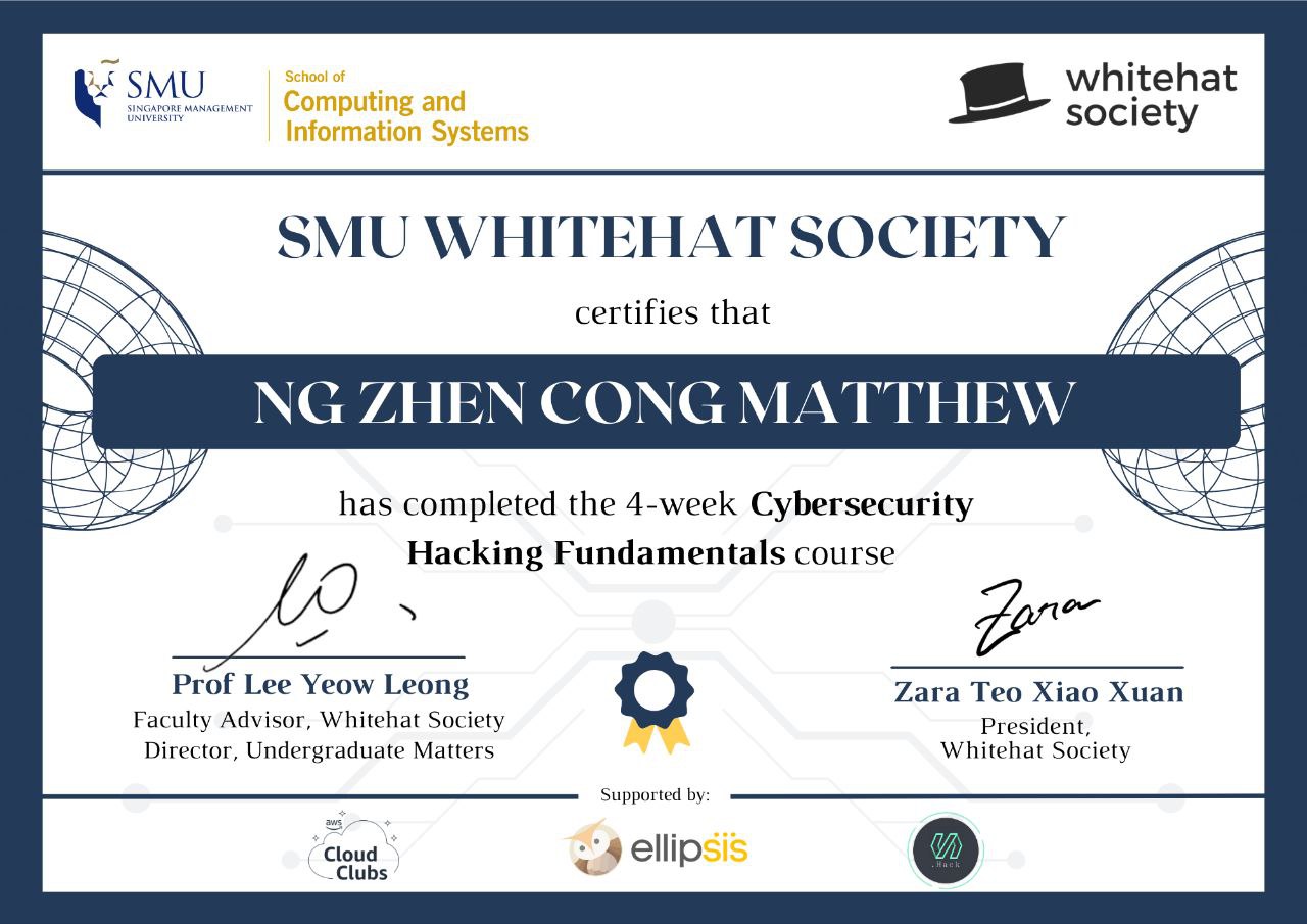Cybersecurity Hacking Fundamentals Certificate badge